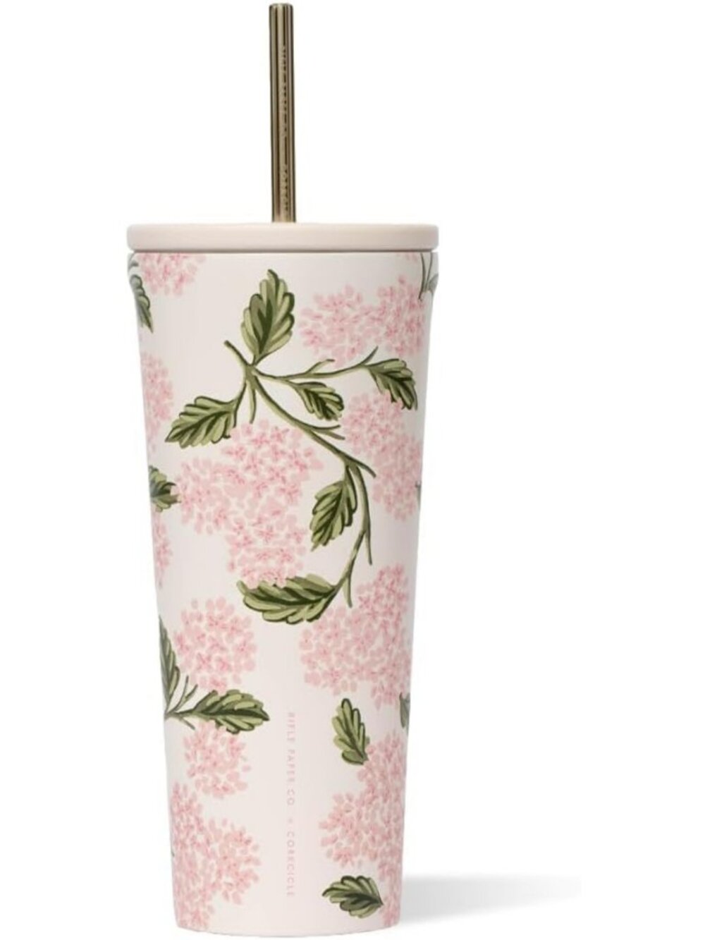 Stylish 24 oz Cold Cup in Pink Hydrangea - Insulated, Reusable, Perfect for